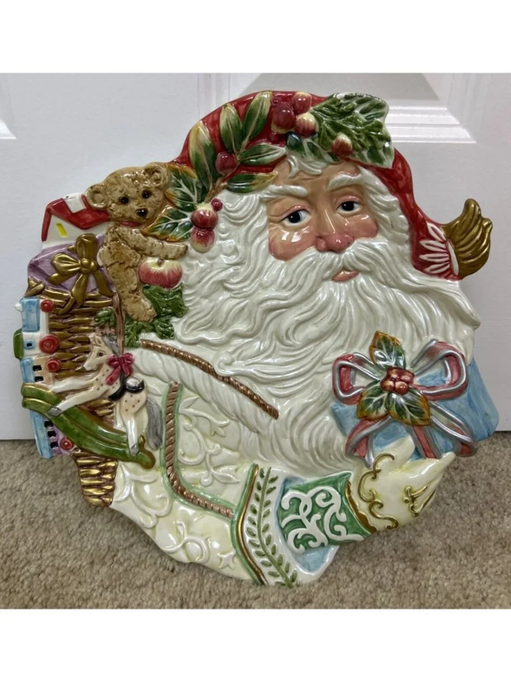 Fitz & Floyd Santa Plate Enchanted Holiday Christmas Decor Ceramic Hand Painted